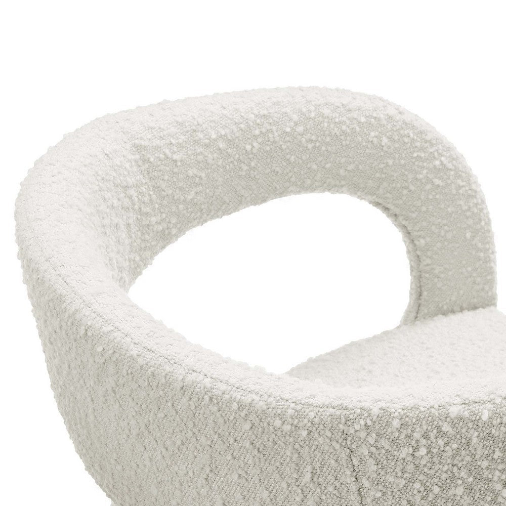 Modway EEI-6562-IVO Pinnacle Boucle Upholstered Dining Chair Set of Two Ivory MDY-EEI-6562-IVO