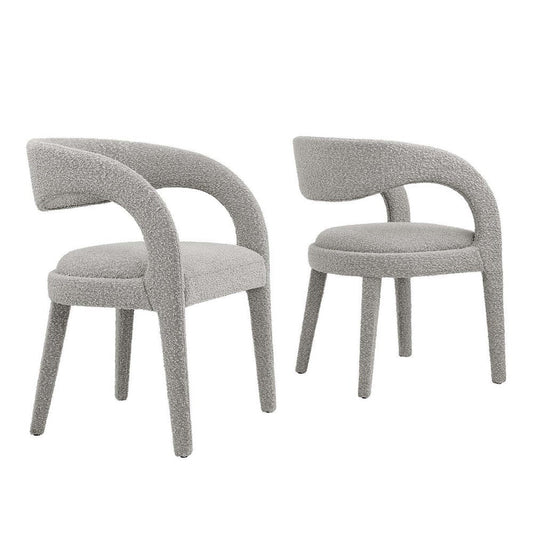 Modway EEI-6562-TAU Pinnacle Boucle Upholstered Dining Chair Set of Two, Taupe