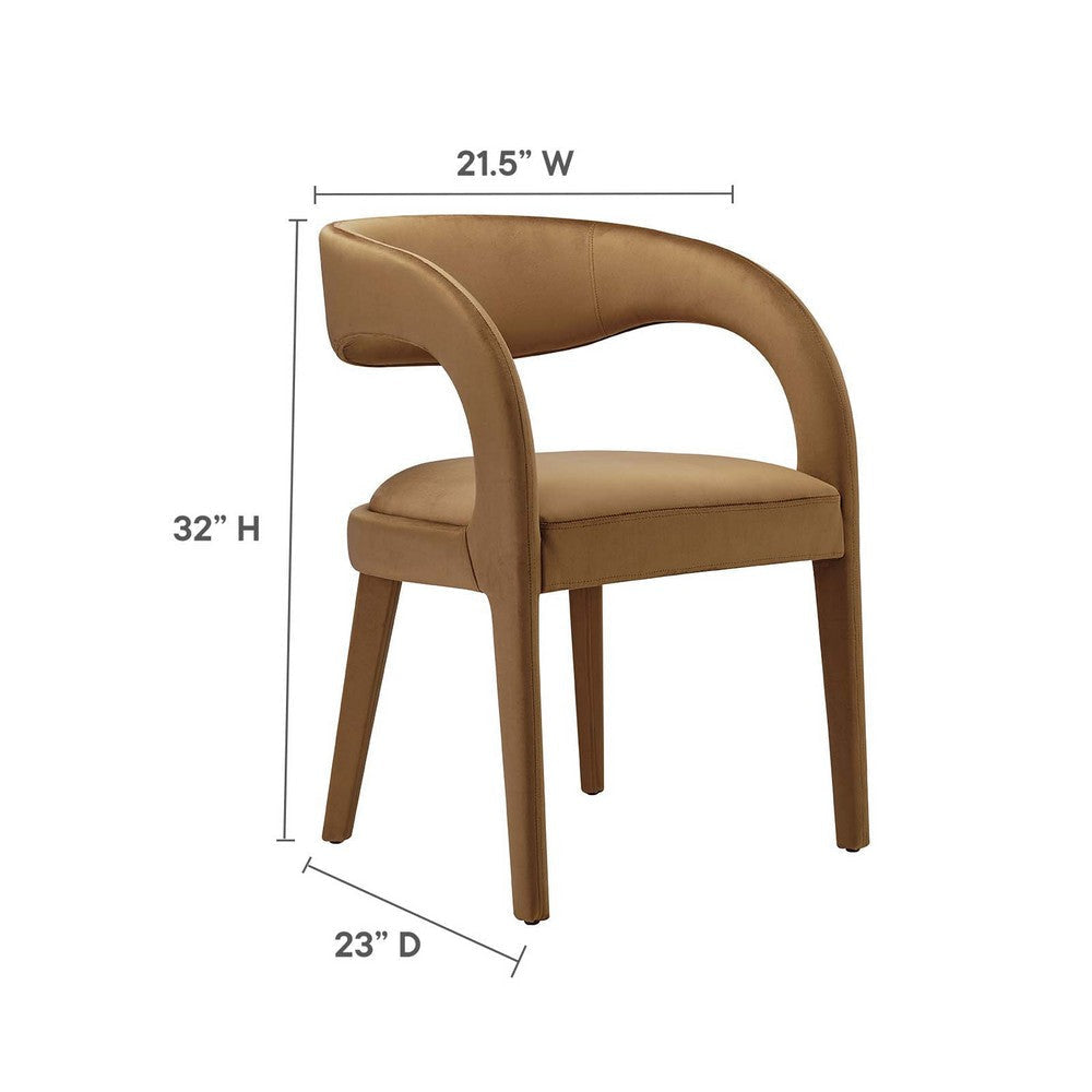 Modway EEI-6563-BRN Pinnacle Performance Velvet Dining Chair Set of Two Brown MDY-EEI-6563-BRN