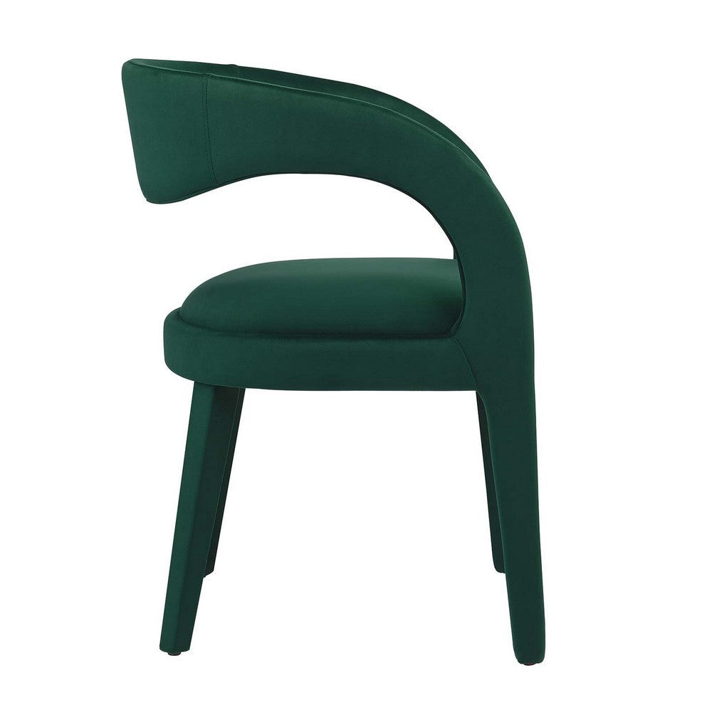 Modway EEI-6563-GRN Pinnacle Performance Velvet Dining Chair Set of Two Green MDY-EEI-6563-GRN