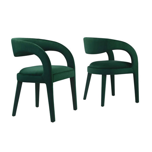 Modway EEI-6563-GRN Pinnacle Performance Velvet Dining Chair Set of Two, Green