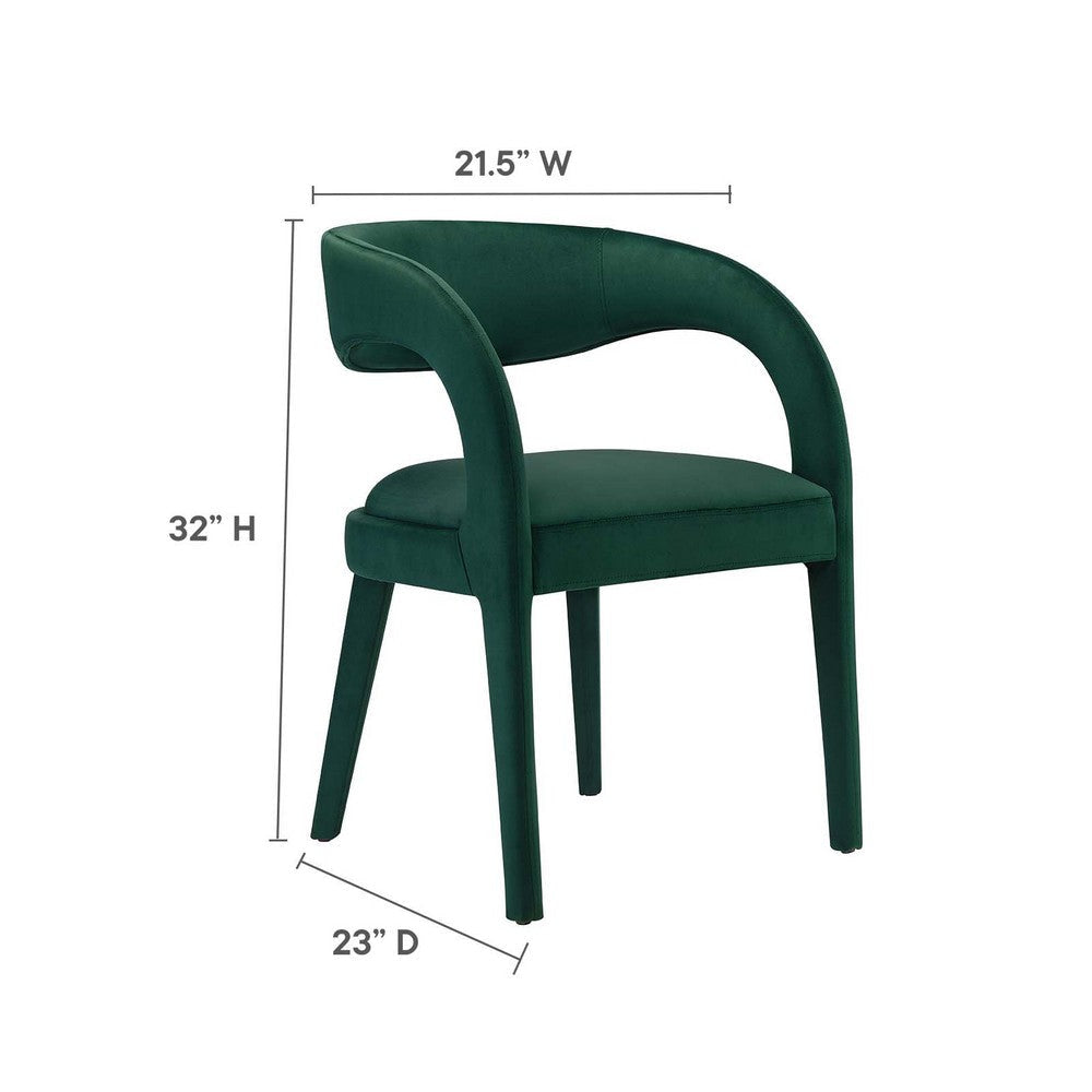 Modway EEI-6563-GRN Pinnacle Performance Velvet Dining Chair Set of Two Green MDY-EEI-6563-GRN