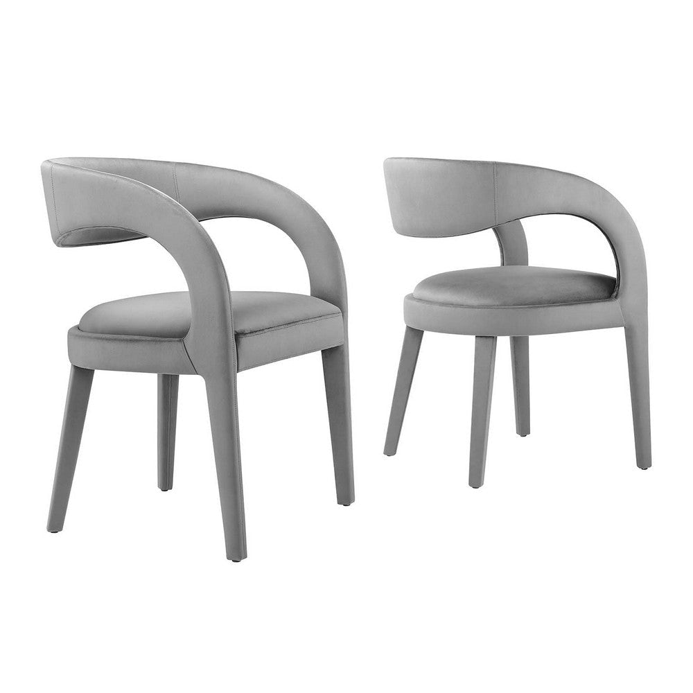 Modway EEI-6563-GRY Pinnacle Performance Velvet Dining Chair Set of Two, Gray