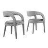 Modway EEI-6563-GRY Pinnacle Performance Velvet Dining Chair Set of Two, Gray