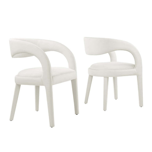 Modway EEI-6563-IVO Pinnacle Performance Velvet Dining Chair Set of Two, Ivory