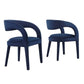 Modway EEI-6563-MID Pinnacle Performance Velvet Dining Chair Set of Two, Midnight Blue