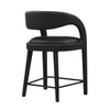 Modway EEI-6564-BLK-BLK Pinnacle Vegan Leather Counter Stool Set of Two Black Black MDY-EEI-6564-BLK-BLK