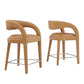 Modway EEI-6564-TAN-SLV Pinnacle Vegan Leather Counter Stool Set of Two, Tan Silver