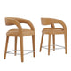 Modway EEI-6564-TAN-SLV Pinnacle Vegan Leather Counter Stool Set of Two, Tan Silver