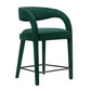 Modway EEI-6566-GRN-BLK Pinnacle Performance Velvet Counter Stool Set of Two Green Black MDY-EEI-6566-GRN-BLK