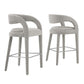 Modway EEI-6568-TAU-SLV Pinnacle Boucle Upholstered Bar Stool Set of Two, Taupe Silver