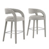 Modway EEI-6568-TAU-SLV Pinnacle Boucle Upholstered Bar Stool Set of Two, Taupe Silver