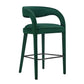 Modway EEI-6569-GRN-BLK Pinnacle Performance Velvet Bar Stool Set of Two Green Black MDY-EEI-6569-GRN-BLK