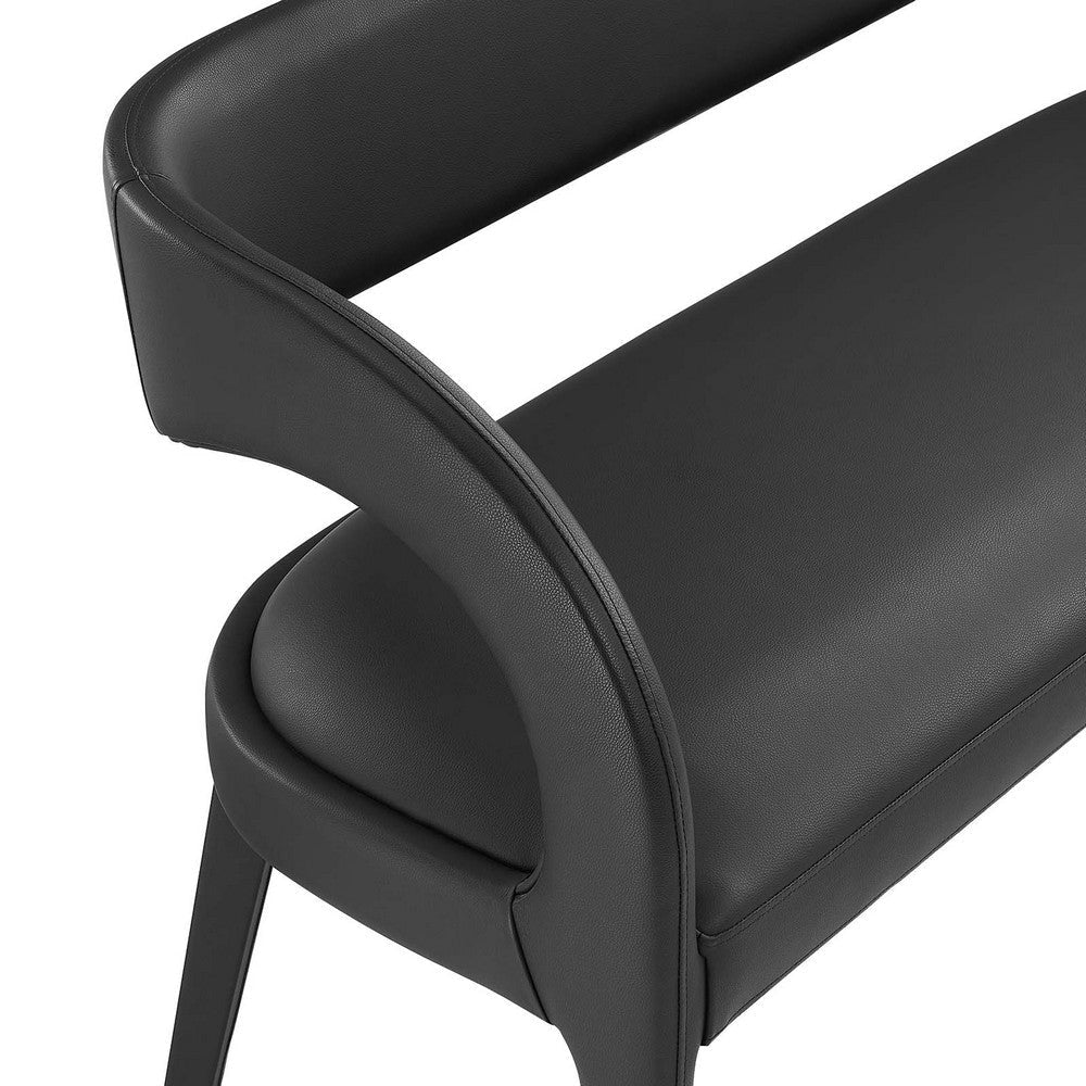 Modway Pinnacle Vegan Leather Accent Bench in Black MDY-EEI-6570-BLK