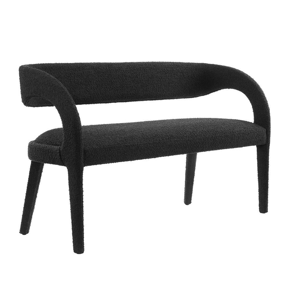 Modway Pinnacle Boucle Fabric Accent Bench in Black