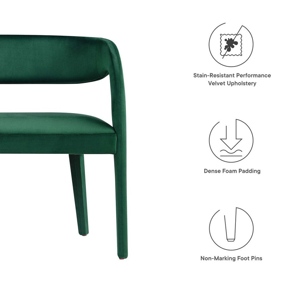 Modway Pinnacle Performance Velvet Accent Bench in Green MDY-EEI-6572-GRN