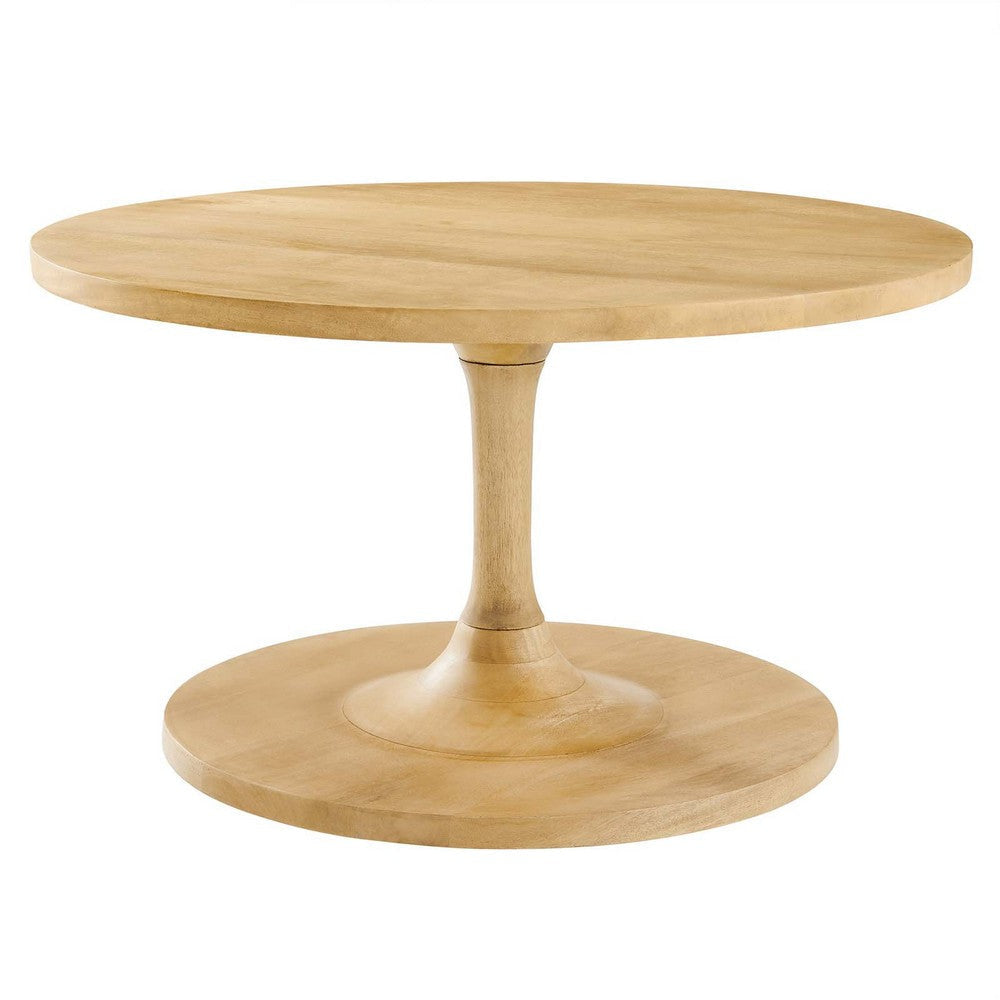 Modway Lina Round Wood Coffee Table in Oak