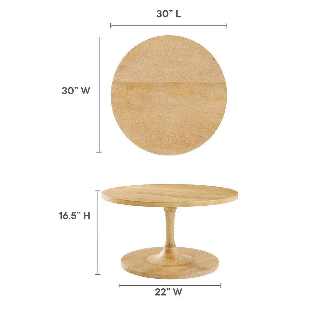 Modway Lina Round Wood Coffee Table in Oak MDY-EEI-6574-OAK