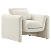 Modway Waverly Boucle Fabric Living Room Accent Armchair in Ivory-Unique Wavy Design