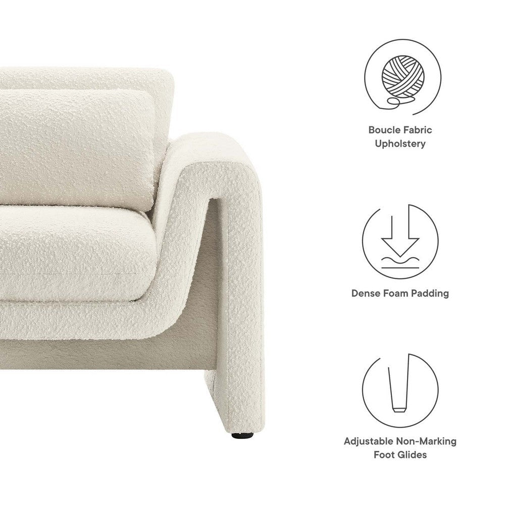 Modway Waverly Boucle Fabric Living Room Accent Armchair in Ivory-Unique Wavy Design MDY-EEI-6575-IVO