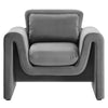 Modway Waverly Performance Velvet Living Room Accent Armchair in Gray-Unique Wavy Design Stain-Resistant Upholstery MDY-EEI-6576-GRY