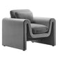 Modway Waverly Performance Velvet Living Room Accent Armchair in Gray-Unique Wavy Design, Stain-Resistant Upholstery