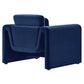 Modway Waverly Performance Velvet Living Room Accent Armchair in Midnight Blue-Unique Wavy Design Stain-Resistant Upholstery