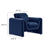 Modway Waverly Performance Velvet Living Room Accent Armchair in Midnight Blue-Unique Wavy Design Stain-Resistant Upholstery