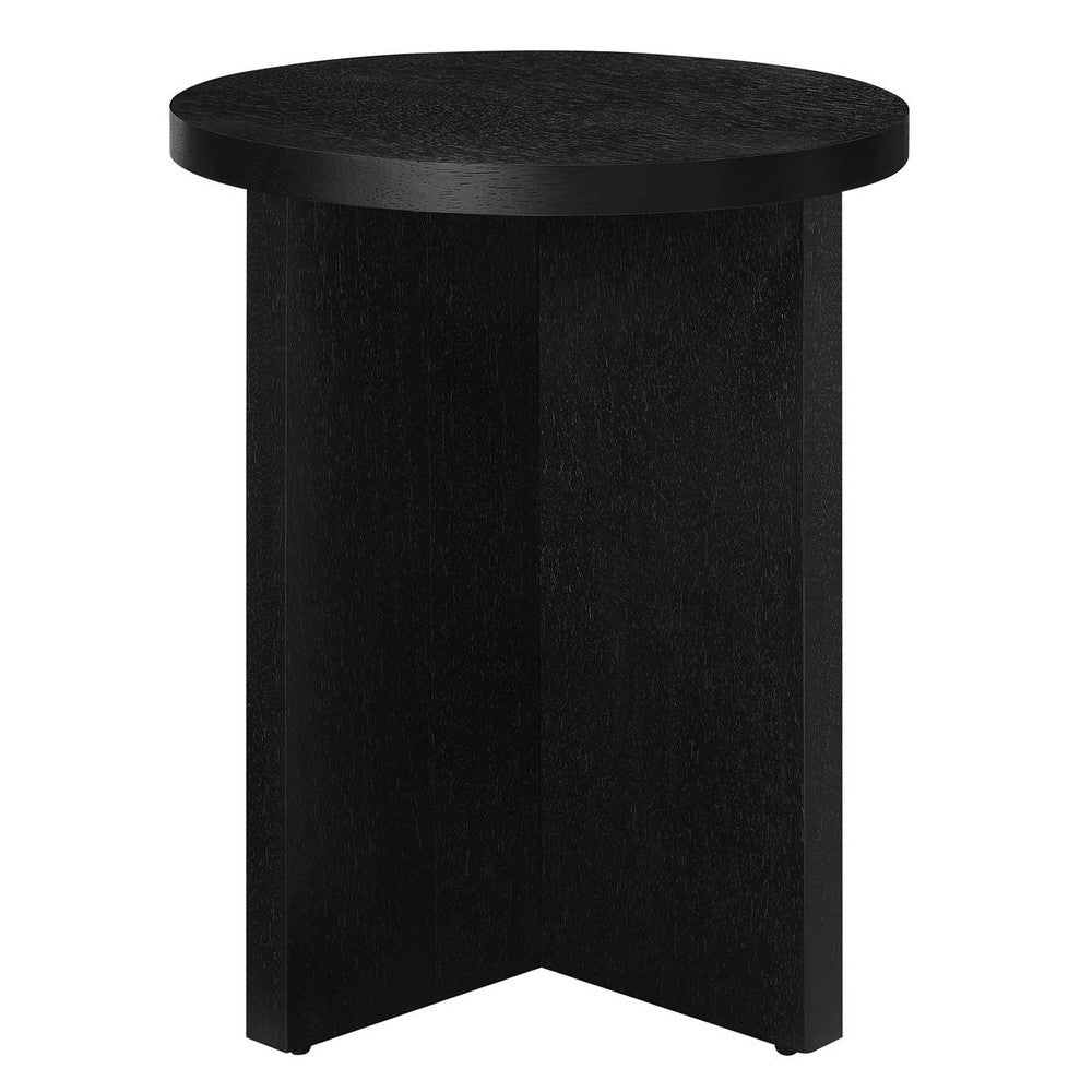 Modway Silas Round Wood Side Sofa End Table for Living Room in Black