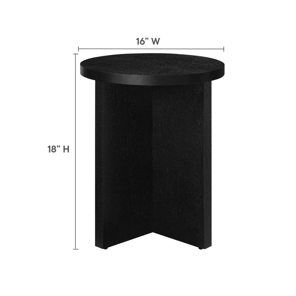 Modway Silas Round Wood Side Sofa End Table for Living Room in Black MDY-EEI-6579-BLK