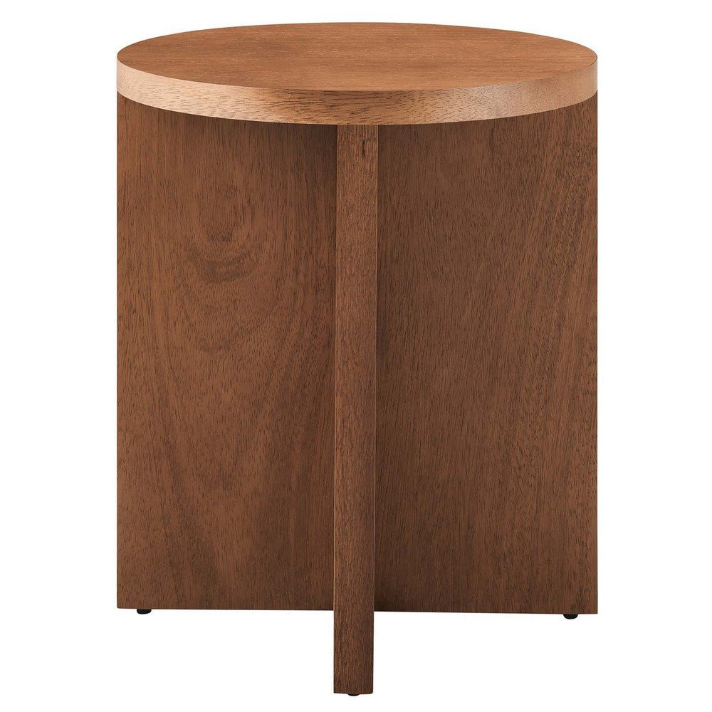 Modway Silas Round Wood Side Sofa End Table for Living Room in Walnut MDY-EEI-6579-WAL