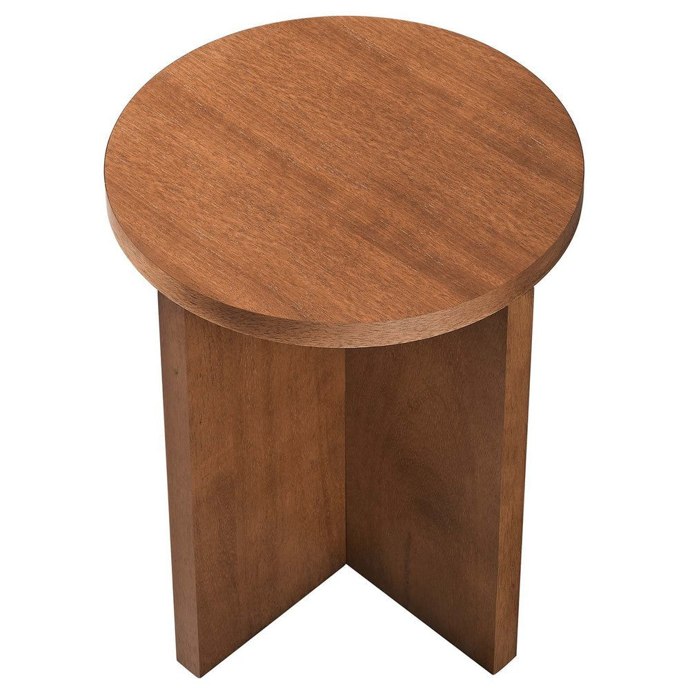 Modway Silas Round Wood Side Sofa End Table for Living Room in Walnut MDY-EEI-6579-WAL