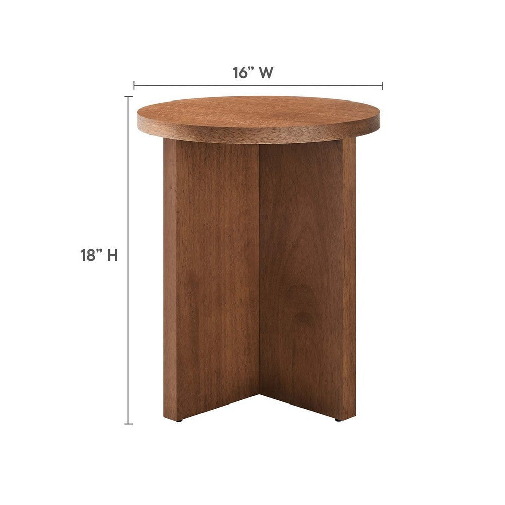 Modway Silas Round Wood Side Sofa End Table for Living Room in Walnut MDY-EEI-6579-WAL