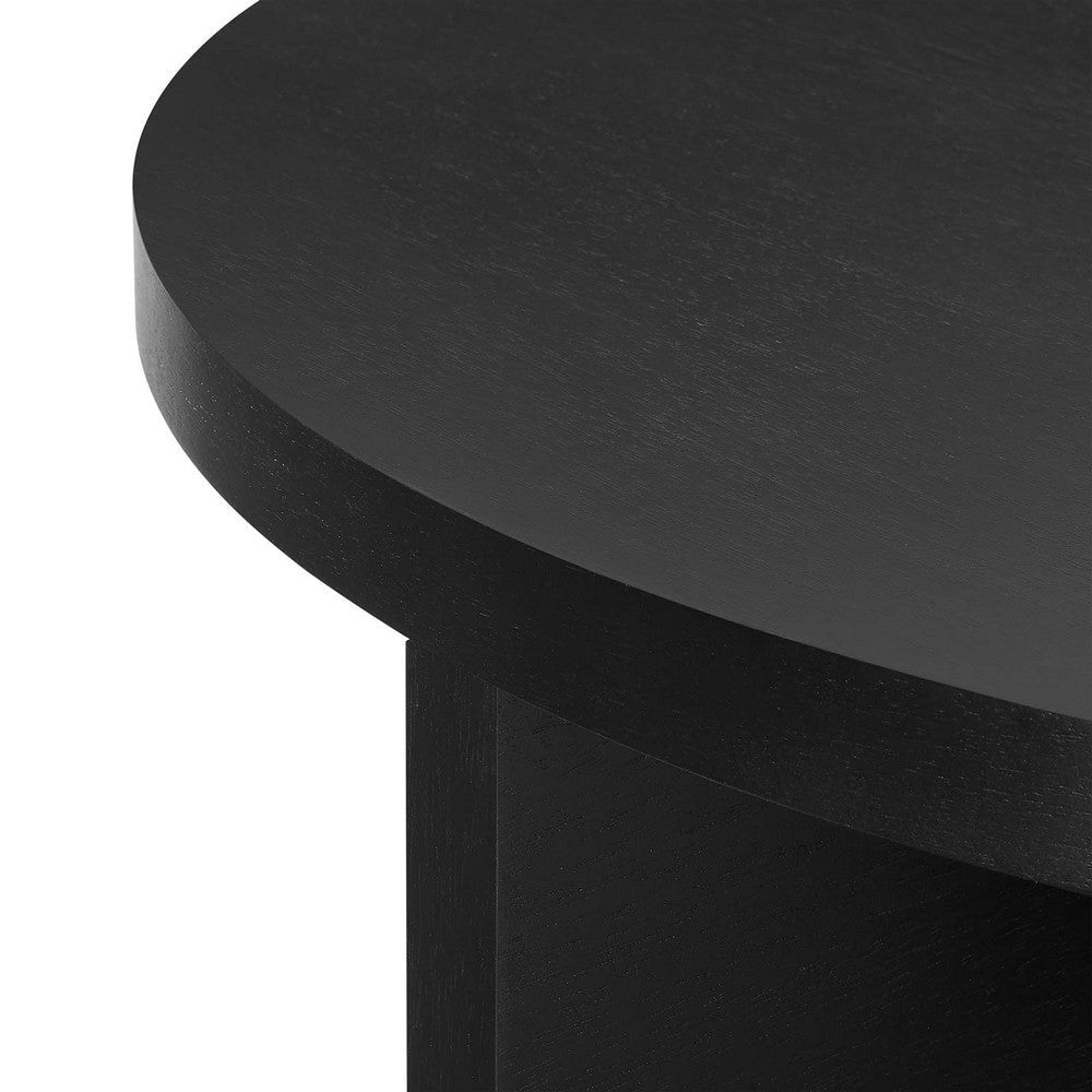 Modway Silas Round Wood Coffee Table for The Living Room in Black MDY-EEI-6580-BLK