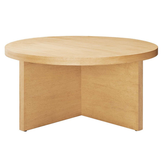 Modway Silas Round Wood Coffee Table for The Living Room in Natural