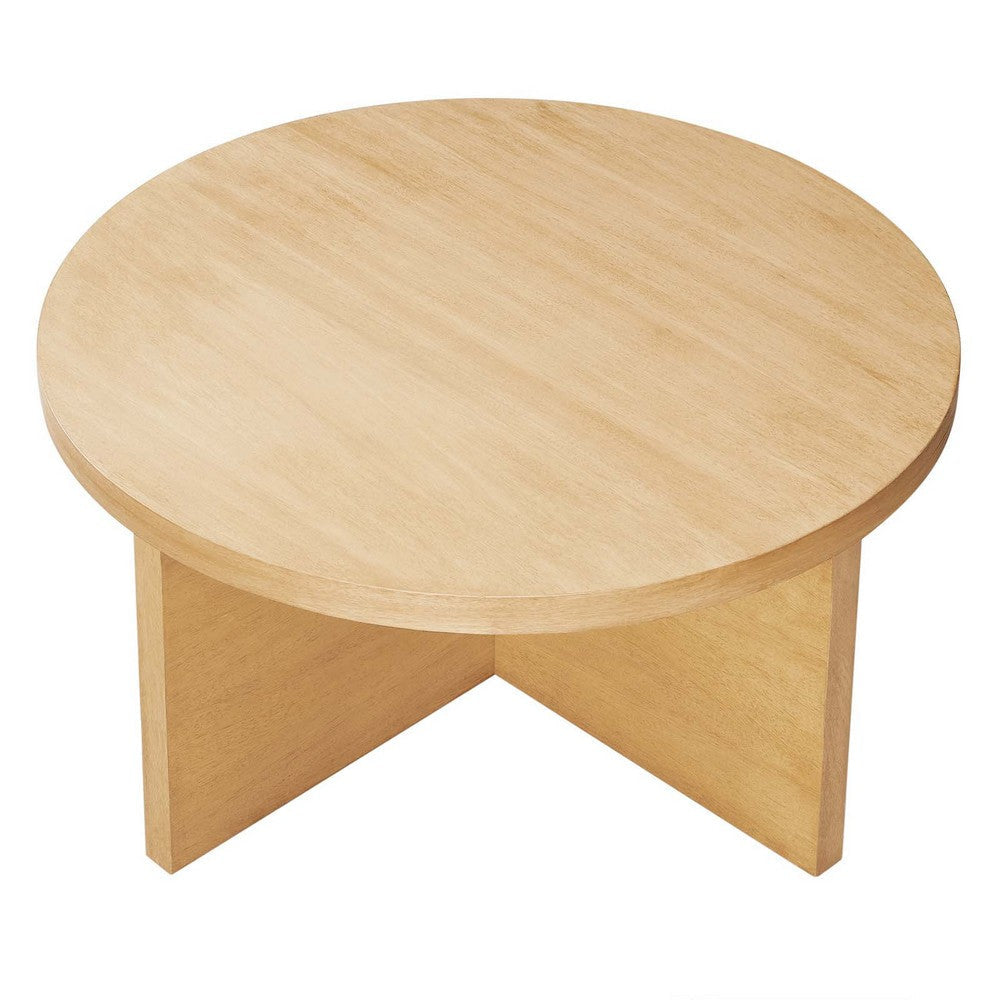 Modway Silas Round Wood Coffee Table for The Living Room in Natural MDY-EEI-6580-NAT