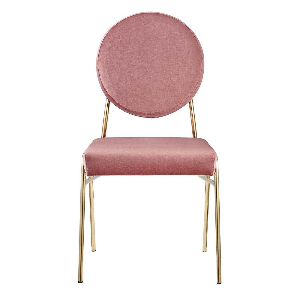 Modway Craft Performance Velvet Upholstered Side Gold Dusty Rose Dining Chairs-Set of 2 MDY-EEI-6581-GLD-DUS