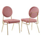 Modway Craft Performance Velvet Upholstered Side Gold Dusty Rose Dining Chairs-Set of 2 MDY-EEI-6581-GLD-DUS