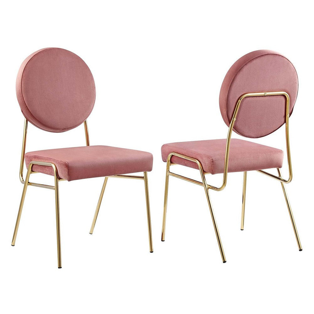 Modway Craft Performance Velvet Upholstered Side Gold Dusty Rose Dining Chairs-Set of 2 MDY-EEI-6581-GLD-DUS