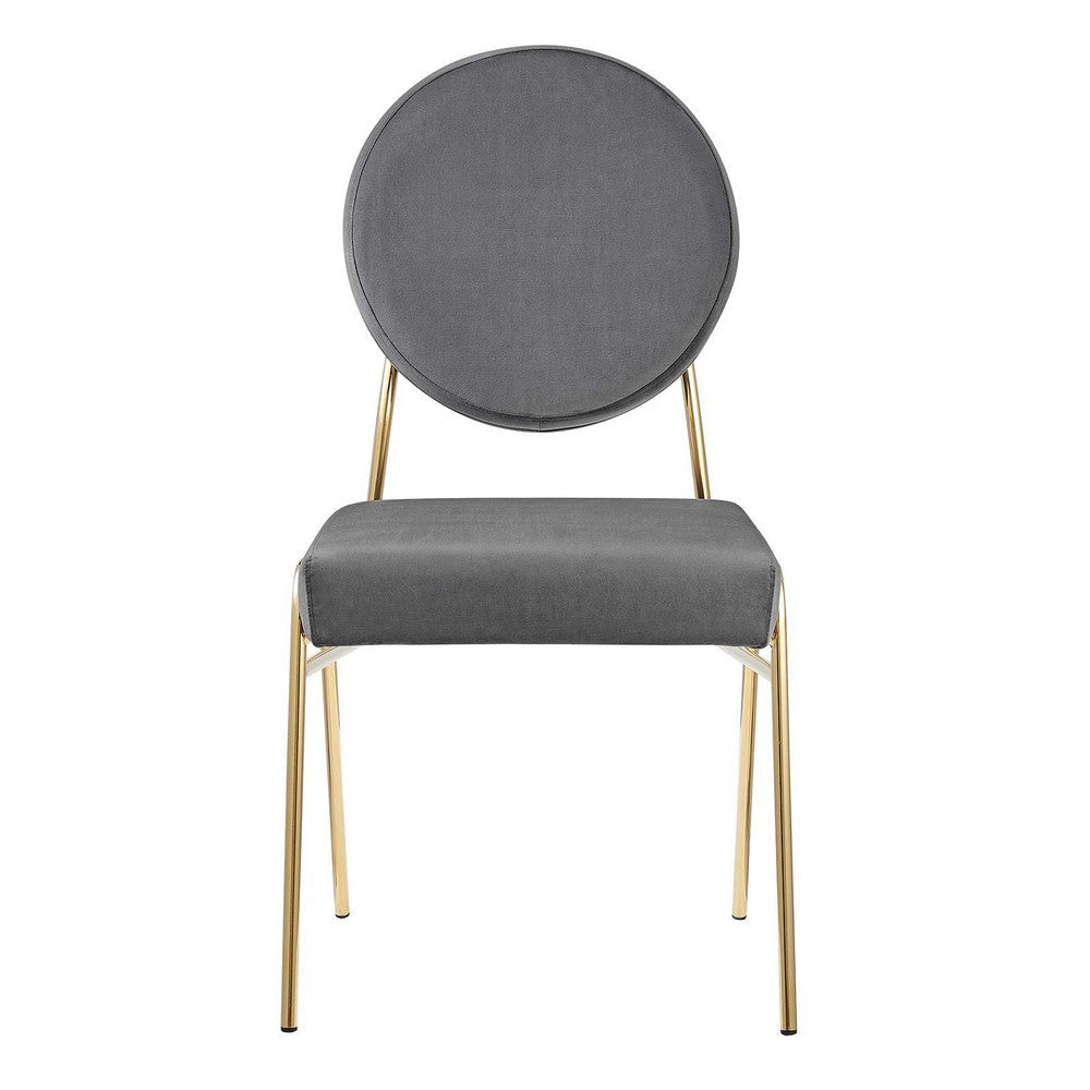 Modway Craft Performance Velvet Upholstered Side Gold Gray Dining Chairs-Set of 2 MDY-EEI-6581-GLD-GRY