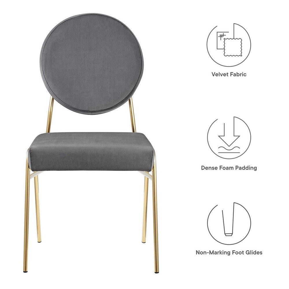 Modway Craft Performance Velvet Upholstered Side Gold Gray Dining Chairs-Set of 2 MDY-EEI-6581-GLD-GRY