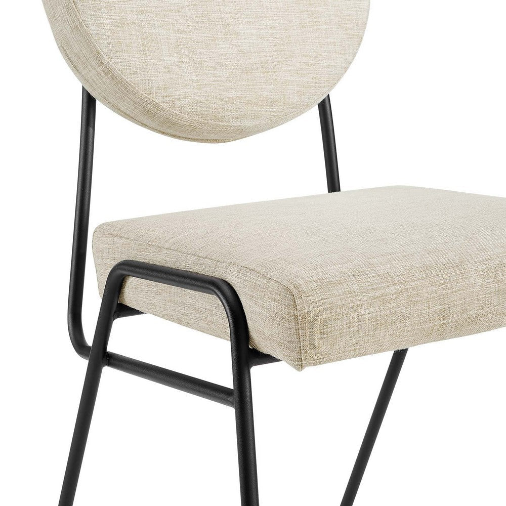 Modway Craft Fabric Upholstered Side Dining Chairs-Set of 2 in Black Beige MDY-EEI-6582-BLK-BEI