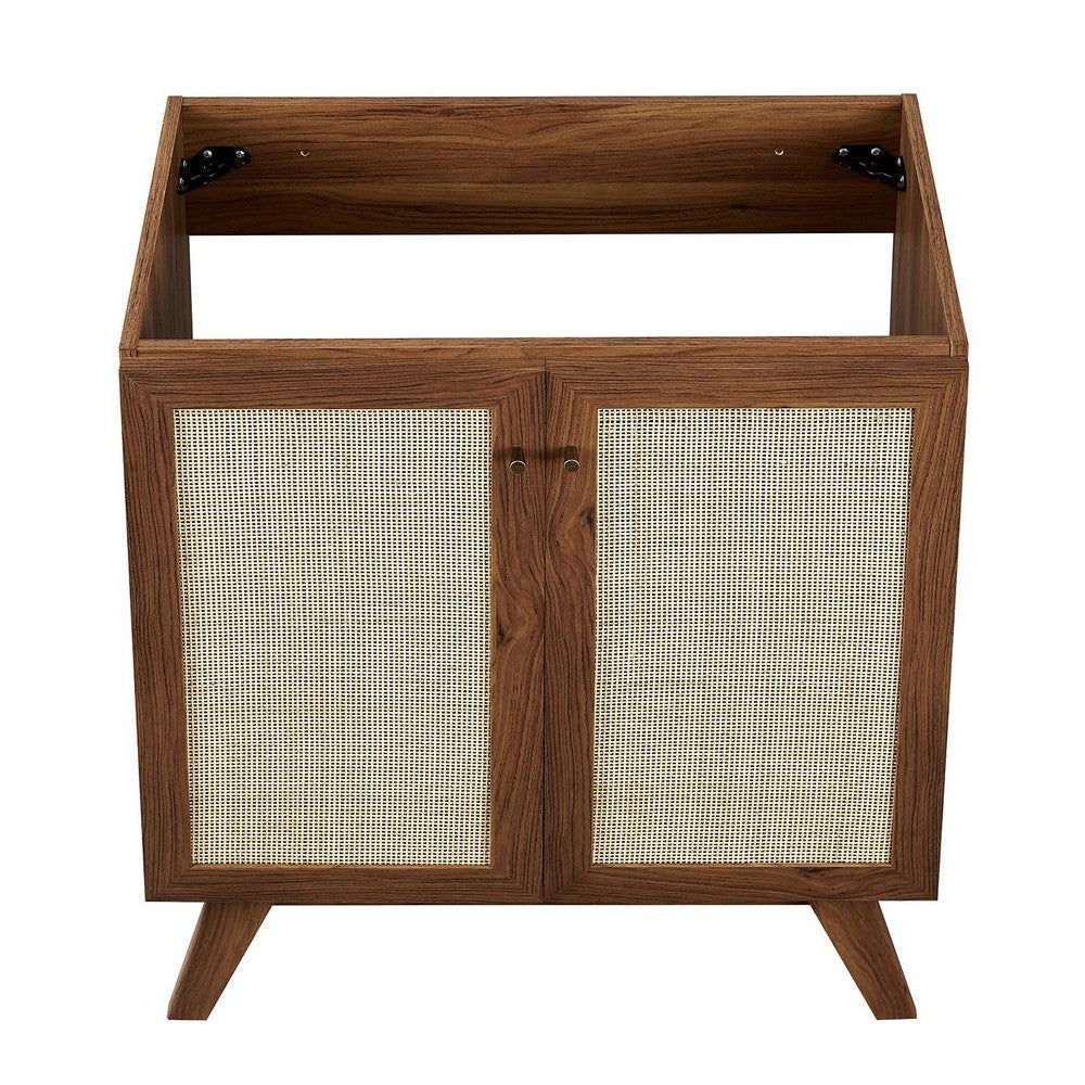 Modway Soma Rattan Weave Bathroom Vanity Cabinet (Sink Basin Not Included) 30 Inch Walnut MDY-EEI-6587-WAL
