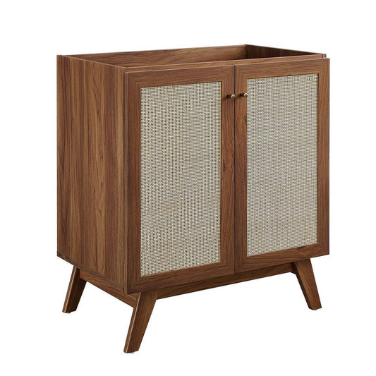 Modway Soma Rattan Weave Bathroom Vanity Cabinet (Sink Basin Not Included), 30 Inch, Walnut