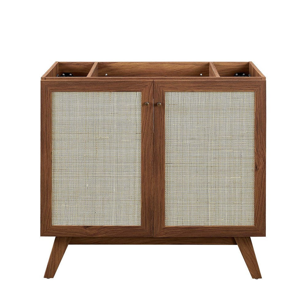 Modway Soma Rattan Weave Bathroom Vanity Cabinet (Sink Basin Not Included) 36 Inch Walnut MDY-EEI-6588-WAL