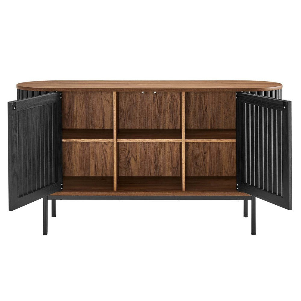 Modway Fortitude 59” Oval Sideboard Buffet Table Stand in Walnut Black-Supports TVs up to 65 inches OneSize MDY-EEI-6590-WAL-BLK