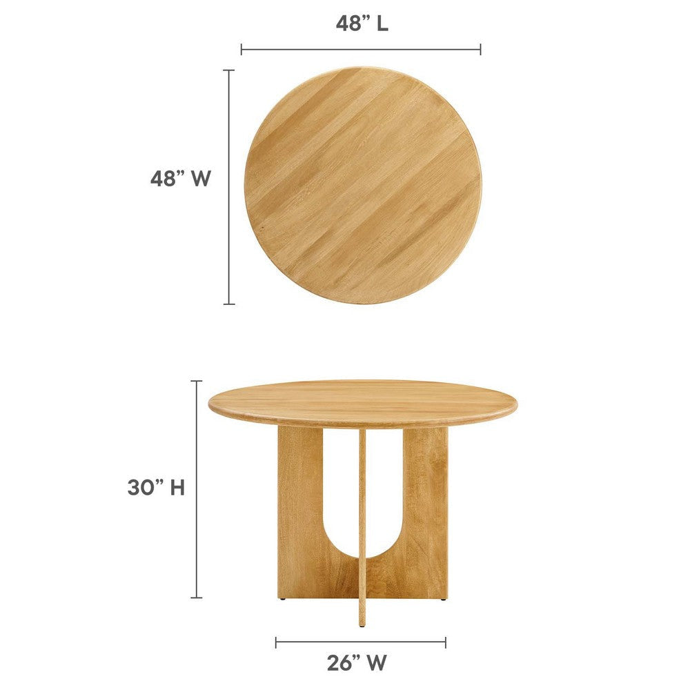 Modway Rivian 48 Inch Mango Wood Oak-Modern Round Dining Intersecting Pedestal Base Seats 4 to 6 Kitchen Breakfast Table MDY-EEI-6592-OAK