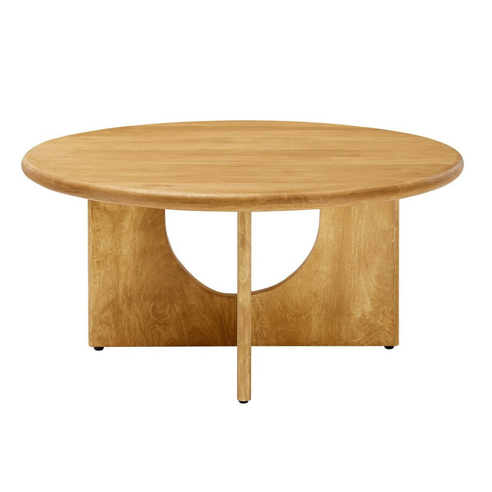 Modway Rivian 34 Inch Mango Wood Round Oak-Stylish Mid Century Ideal as Coffee Center Table Complements Modern Living Room Decor