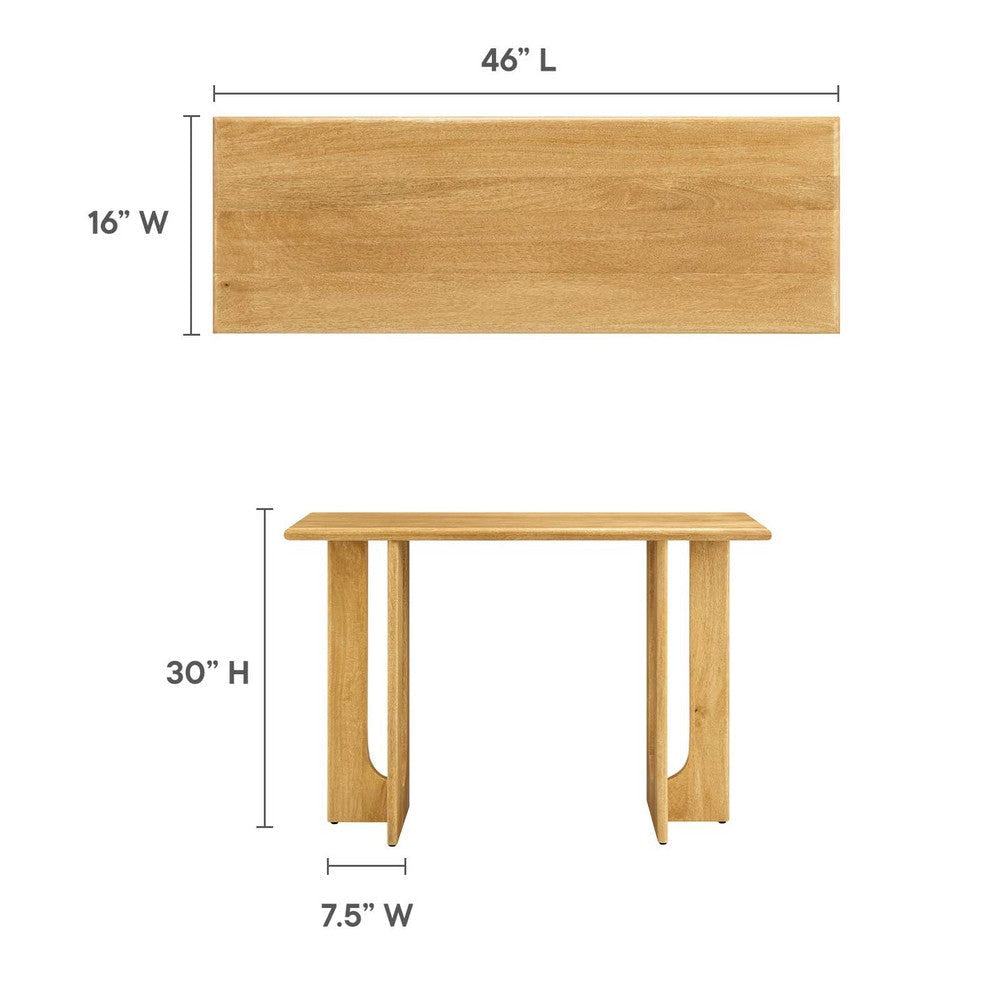 Modway Rivian 46 Inch Mango Wood Console Oak-Sleek and Modern Entryway Behind The Couch or Sofa Table Living Room Furniture for Hallway