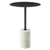 Modway EEI-6605-WHI-BLK Lyric Black Round Side Sofa End Table White Marble Base